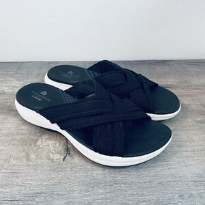 Clarks Cloudsteppers Women’s Black Slide Sandals Size 7 W Wide